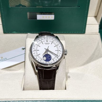 Rolex Replica 1:1 Watch Cellini Moonphase 50535 Brown Leather Strap 39mm
