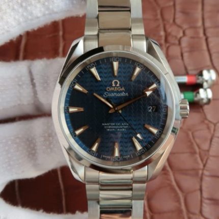 Replica Omega Aqua Terra 150M Blue Wave Textured Dial SS Bracelet A8500
