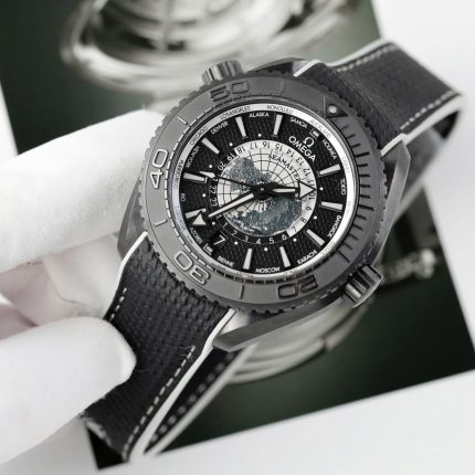 Omega Seamaster Planet Ocean Worldtimer Imitation Watches Black Ceramic Rubber Strap VS Factory 45.5mm