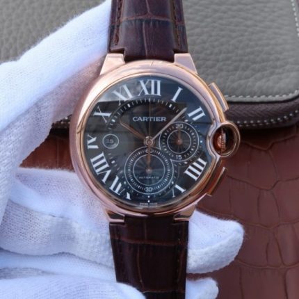 Replica Cartier Ballon Bleu De Cartier Chrono RG Black Dial A8101