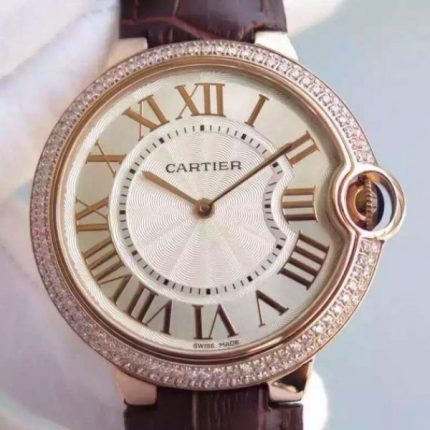 Replica Cartier Ballon Bleu 40mm RG Diamonds Bezel Whit Dial RG Mark MIYOTA9015