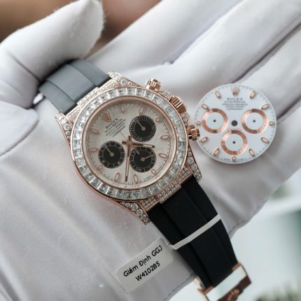 Rolex Daytona Best Clone Watches 18K Gold Wrapped + Diamonds Moissanite Baguette 40mm