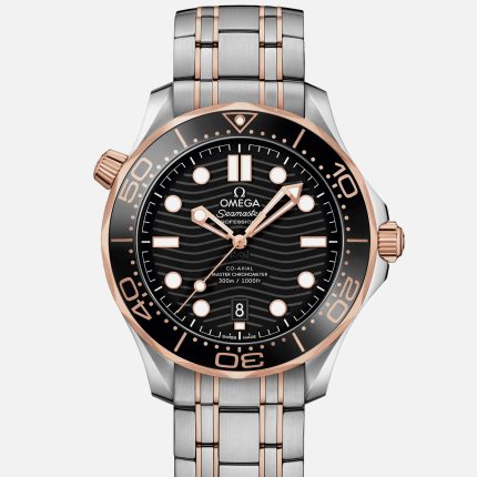 Seamaster Diver 300M Co-Axial Master Chronometer 42mm Two-Tone Sedna Gold Black Dial On Bracelet(1:1 replica)