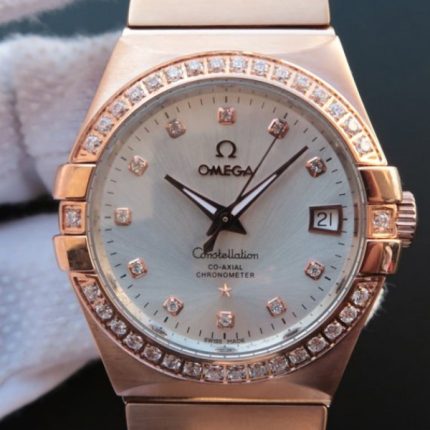 Replica Omega V6 Constellation RG White Dial Diamonds Bezel RG Bracelet A2500