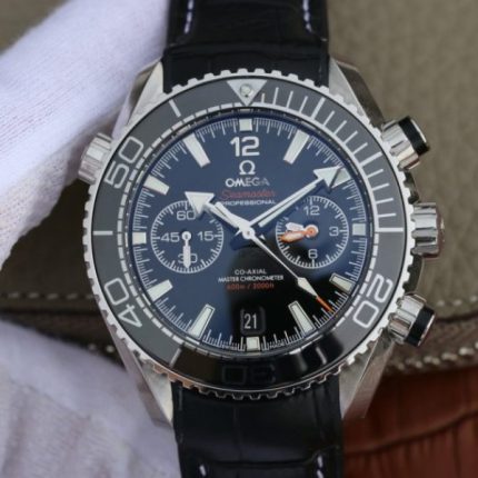 Replica Omega OMF Planet Ocean Master Chronometer Black LiquidMetal Leather Strap A9900
