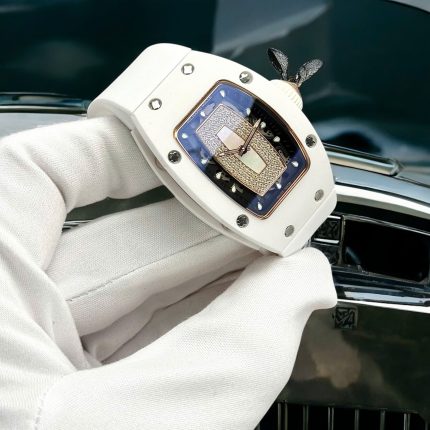 Richard Mille RM07 Super Clone Watches White Ceramic Rubber Strap Automatic Movement 36mm