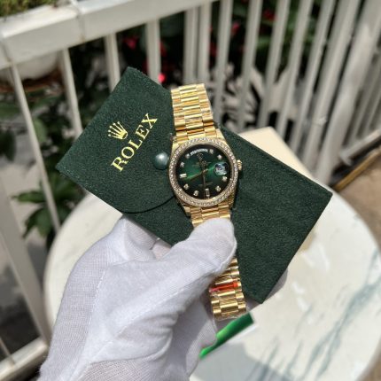 Rolex Replica 1:1 Watch Day-Date Green Dial With Diamonds EW 36mm