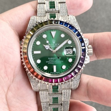 Rolex Submariner Special Edition with diamonds - Green iridescent diamonds - All diamonds - 40 mm(1:1 replica)