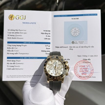 Rolex Daytona 116518 White Mother of Pearl Dial Rep 11 Watch With Moissanite Diamond Clean Factory 40mm
