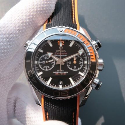 Replica Omega OMF Planet Ocean Master Chronometer SS Black/Orange Bezel Black Dial Nylon A9900