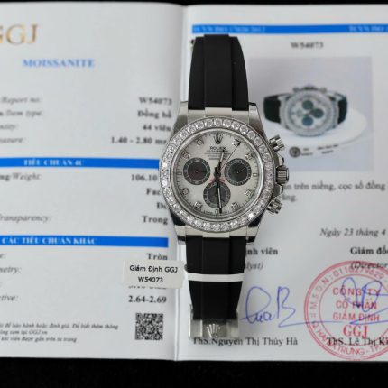 Rolex Daytona Dial MOP Replica Watch Number Pile + Bezel Diamonds Moissanite Custom 40mm