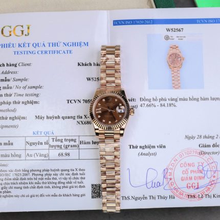 Rolex DateJust Women Copies Watches Gold Wrapped Chocolate Dial GM Factory 28mm