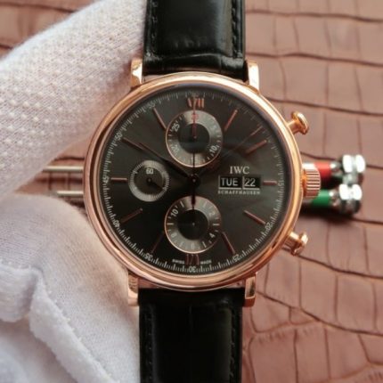 Replica IWC V6 Portofino IW391021 Chronograph RG Gray Dial Leather Strap