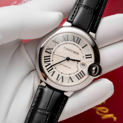 Cartier Replica Watch Ballon Bleu Men s White Dial Leather Strap 42mm