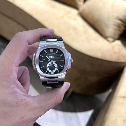 Patek Philippe Nautilus 5726 Replica 1:1 Watch Black Dial Leather Strap Factory PPF 40.5mm