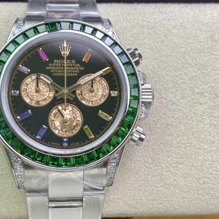 Rolex Daytona-Modified green diamond-white gold color(1:1 replica)