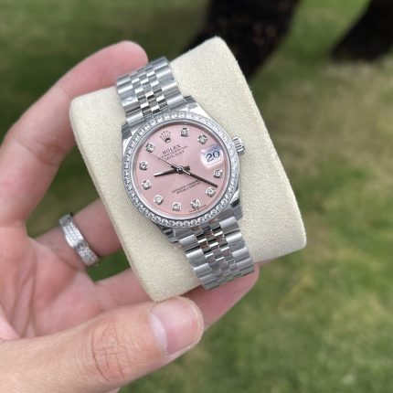 Rolex Rep 11 Watch DateJust With Diamond Bezel Pink Dial EW Factory 31mm
