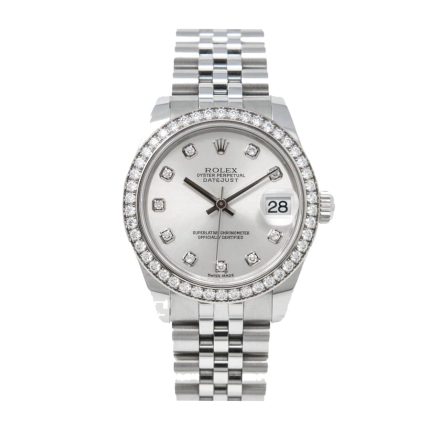 Rolex Datejust 178384-0017 White Gold Black   Diamond Dial Replica