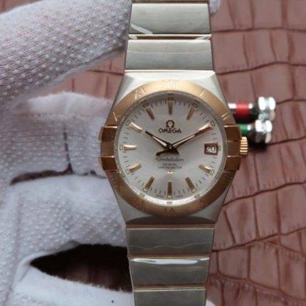 Replica Omega V6 Constellation 35mm White Dial YG Bezel SS Bracelet A2500