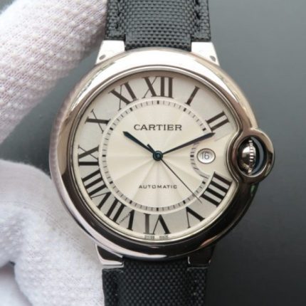 Replica Cartier Ballon Bleu 46mm SS White Dial Nylon Strap ETA 2824