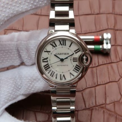 Replica Cartier Ballon Bleu 33mm SS White MOP Dial SS Bracelet