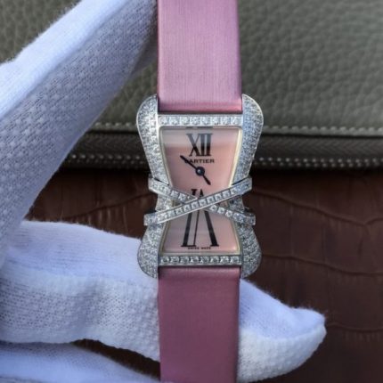 Replica Cartier High Jewelry Watches WJ306014 Pink Dial Pink Fabric Strap