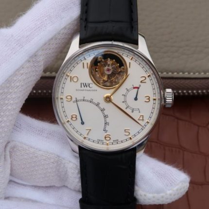 Replica IWC AZ Portuguese Tourbillon IW5046 White Dial YG Markers