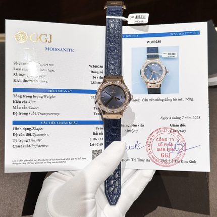 Hublot Replica 1:1 Watch With Moissanite Diamonds Blue 33mm