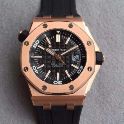 Replica Audemars Piguet Noob Royal Oak Offshore Diver 15730 RG Black Dial Rubber Strap A3120