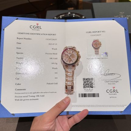 Rolex Daytona Rainbow Replica Watch Gold Wrapped With Moissanite Diamonds 40mm