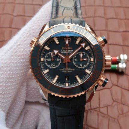 Replica Omega OMF Planet Ocean Master Chronometer SS/RG Blue Bezel Blue Dial Leather Strap A9901