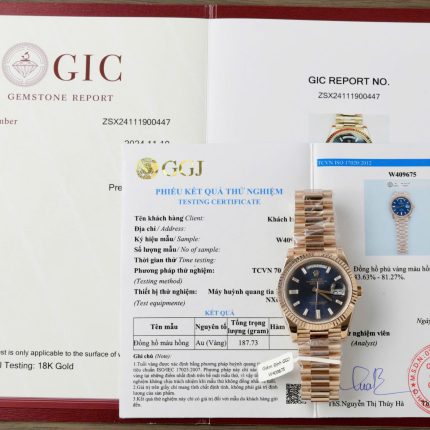 Rolex Day-Date Dial Blue Copies Watch Custom Weight 186Gram 18K Gold Wrapped 40mm