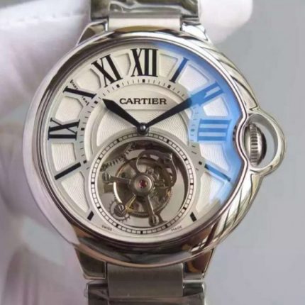 Replica Cartier Ballon Bleu Tourbillon 46MM White Dial SS Bracelet
