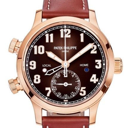 Patek Philippe Complications Calatrava Pilot Travel Time Brown Sunburst Dial Automatic Ladies Watch 7234R-001(1:1 replica)