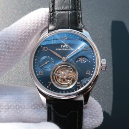 Replica IWC Portuguese Tourbillon Power Reserve Moonphase Blue Dial
