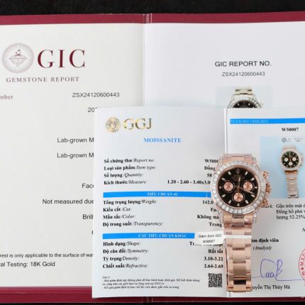 Rolex Daytona Dial Black Copies Watches Gold Wrapped + Diamonds Moissanite Baguette 40mm