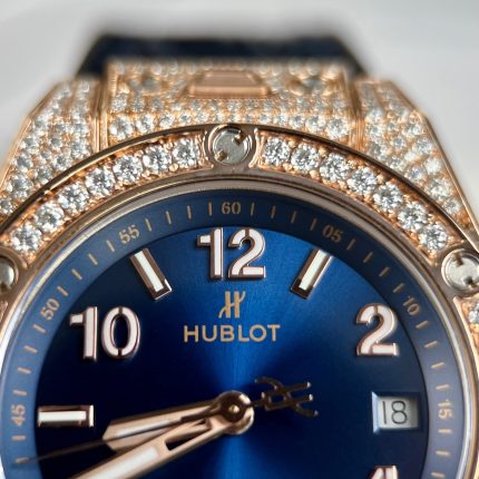 Hublot Big Bang One Click Replica Watch Blue Dial With Moissanite Diamond 39mm
