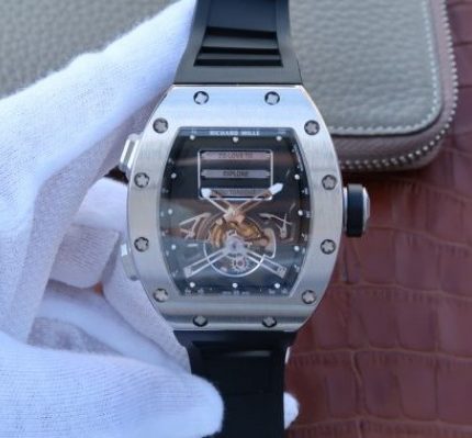 Replica Richard Mille RM069 SS Fake Tourbillon Skeleton Dial Black Rubber Strap A23J