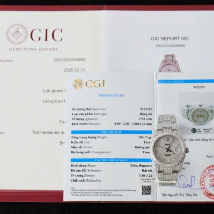 Rolex DateJust Replica Watch Diamonds Moissanite Hong Kong Custom 36mm
