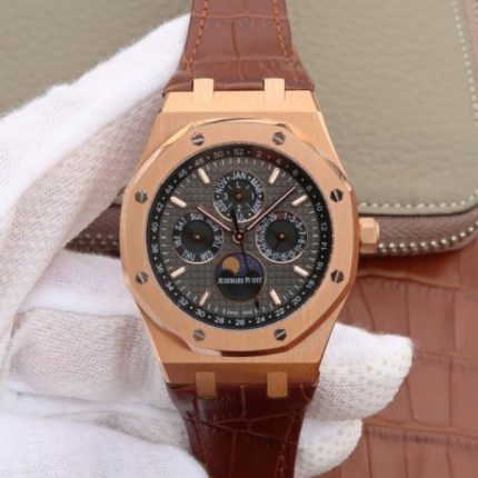Replica Audemars Piguet JF Royal Oak 41mm 26574 RG Black Dial Leather Strap A5134