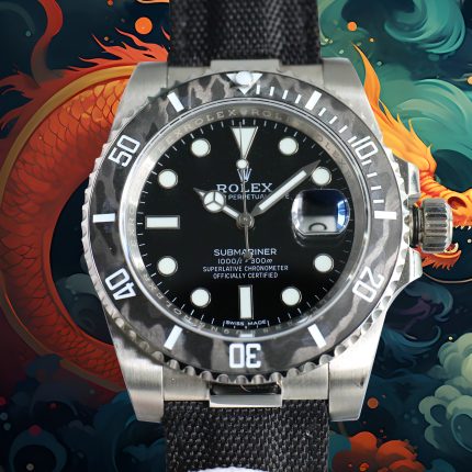 ROLEX Year of the Dragon Auspicious ?? ?? Submariner Carbon Fiber Bezel - Velcro Strap - Black(1:1 replica)
