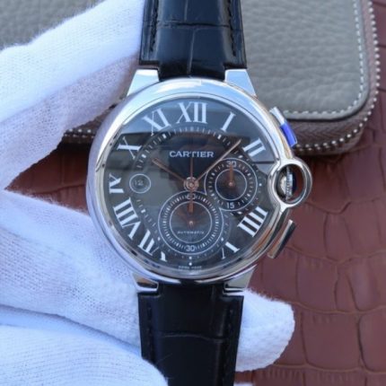 Replica Cartier Ballon Bleu De Cartier Chrono SS Black Dial A8101