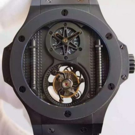 Replica Hublot Big Bang 44mm Vendome Real Tourbillon Black Black Gummy