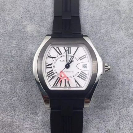 Replica Cartier Roadster SS White Dial Black Rubber Strap A2824