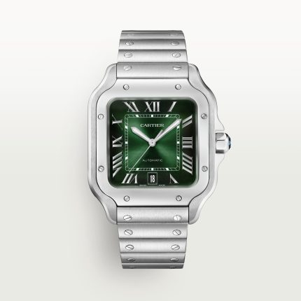 Fake Cartier Watch Santos de Cartier Large Stainless Steel Green Dial WSSA0062 BVF(1:1 replica)
