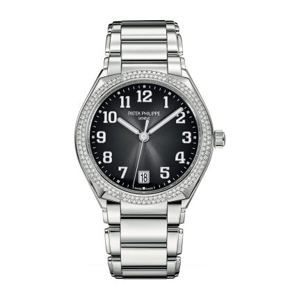 Fake Diamond Watch Replica Patek Philippe Twenty~4 Ladies Stainless Steel Grey Sunburst Dial 7300/1200A-010(1:1 replica)