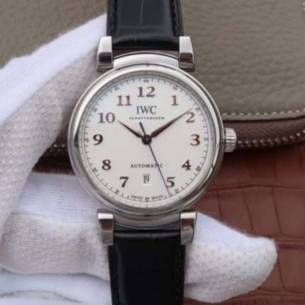 Replica IWC TW Da Vinci IW356601 White Dial Black Leather Strap A2892
