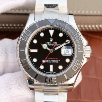 Replica Rolex Yacht-Master 116622 EW Black Dial SS Bracelet A3135