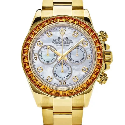 Rolex Daytona Yellow Gold Orange Sapphire Bezel MOP 116578SACO(1:1 replica)