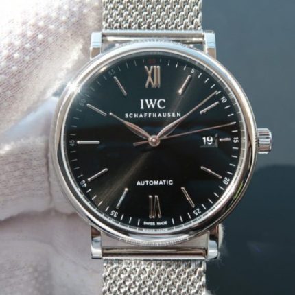 Replica IWC MK Portofino IW356506 Automatic Black Dial SS Mesh Bracelet